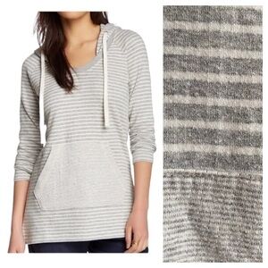 James Perse Gray White Striped Hoodie
